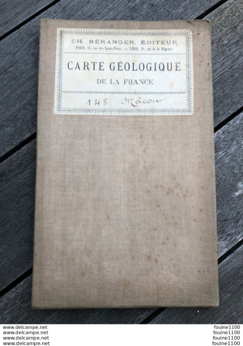 MACON 71 SAONE ET LOIRE Année 1885 CARTE GEOLOGIQUE ENTOILEE - Ch. BERANGER échelle 1/80000 ( Topographique ) - Cartes Topographiques
