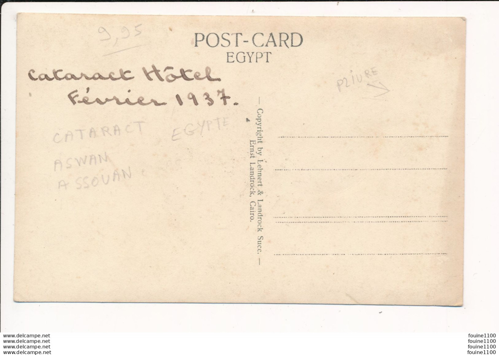 Hôtel CATARACT Assouan ? Ou Aswan ? ( Format 9 X 14 Cm ) - Asuán