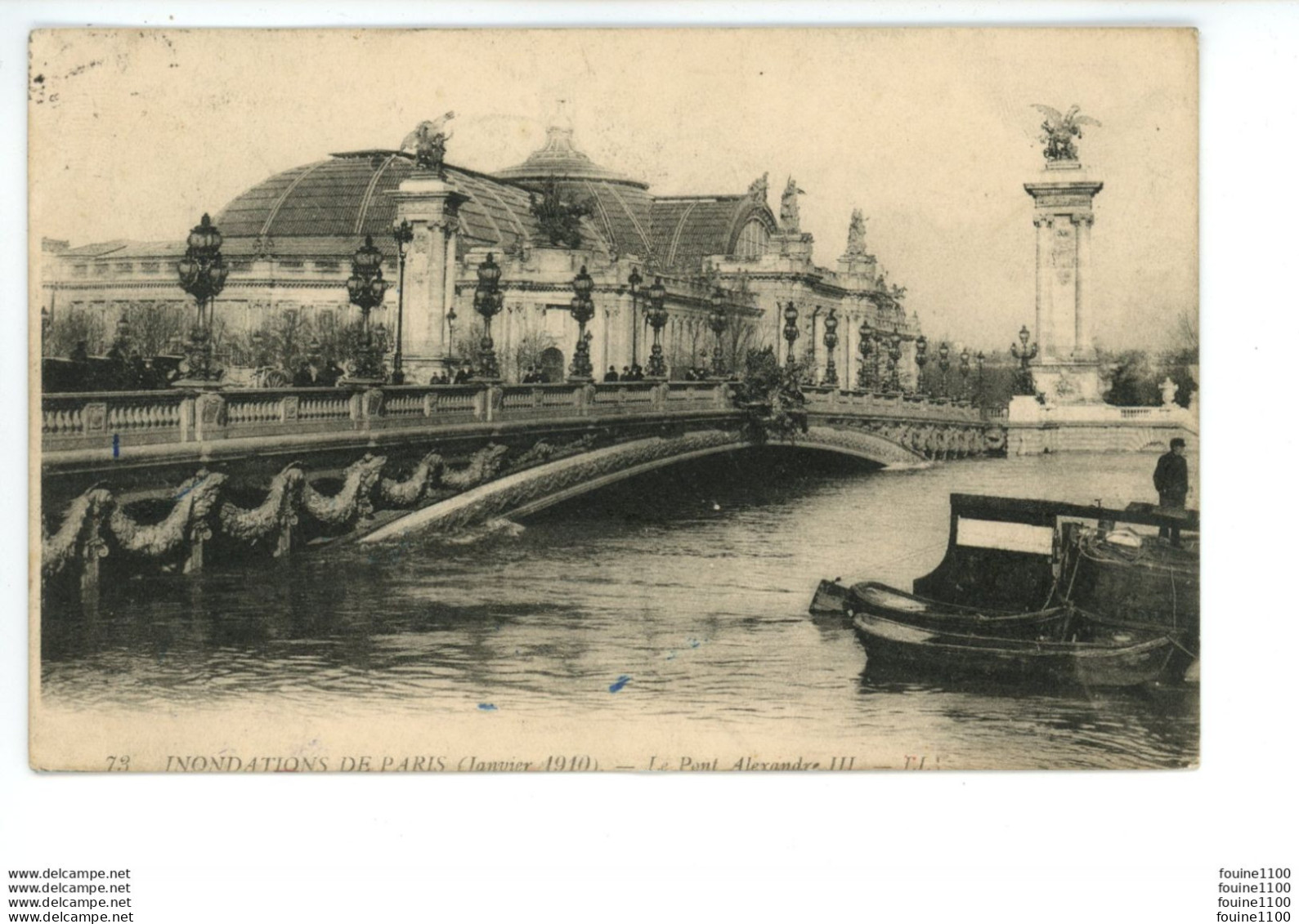 Carte Postale Taxée Avec T Et Timbre Taxe 10 C A Payer Te Betalen Courtrai / Innondations De Paris Le Pont Alexandre III - Altri & Non Classificati