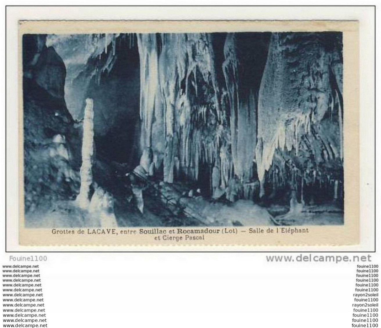 Carte Des Grottes De Lacave Entre Souillac Et Rocamadour Salle De L' éléphant Et Cierge Pascal - Lacave