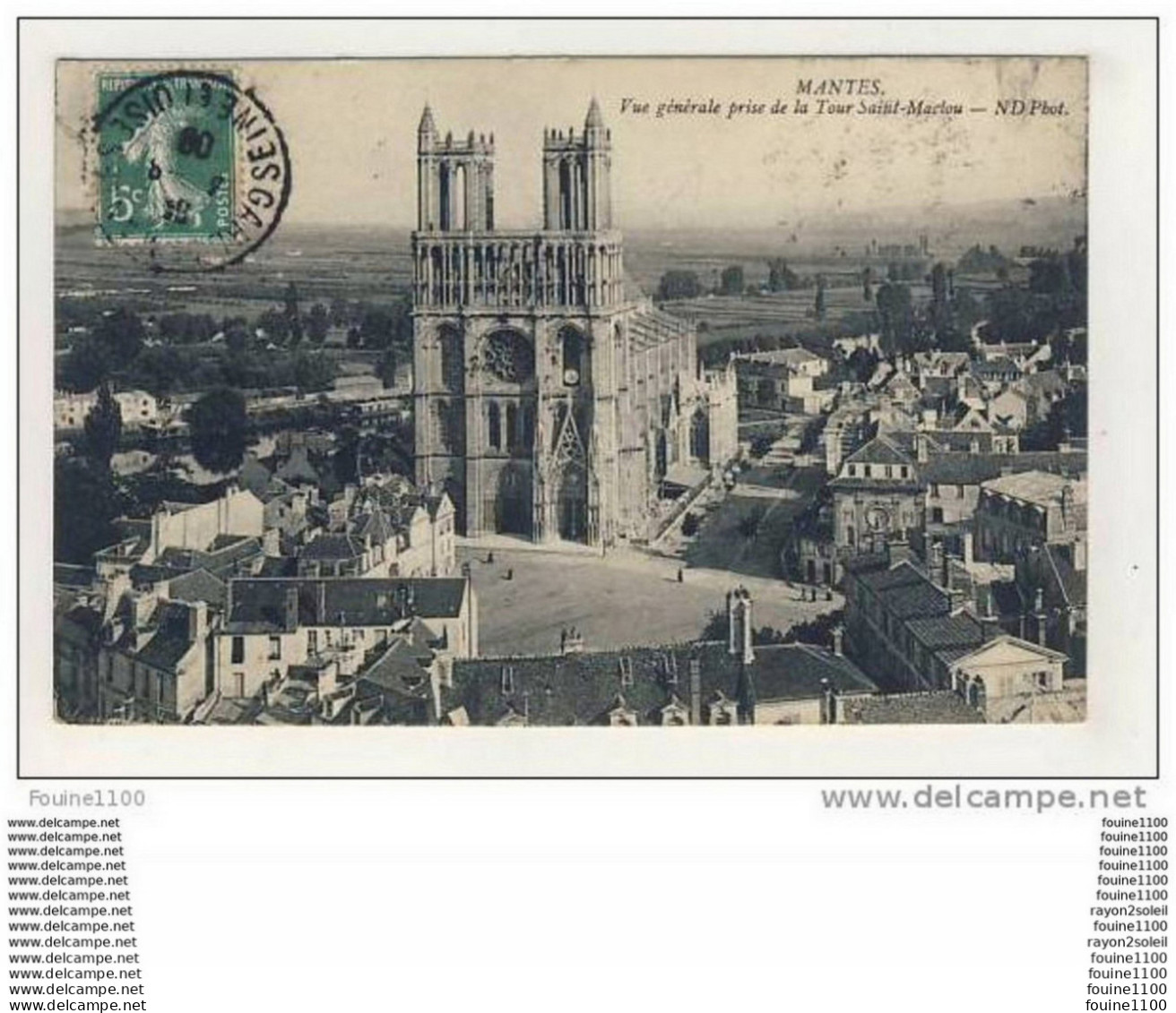 Carte De Mantes ( La Jolie )( Ville )( Seine ) Vue Générale Prise De La Tour Saint Maclou - Mantes La Jolie