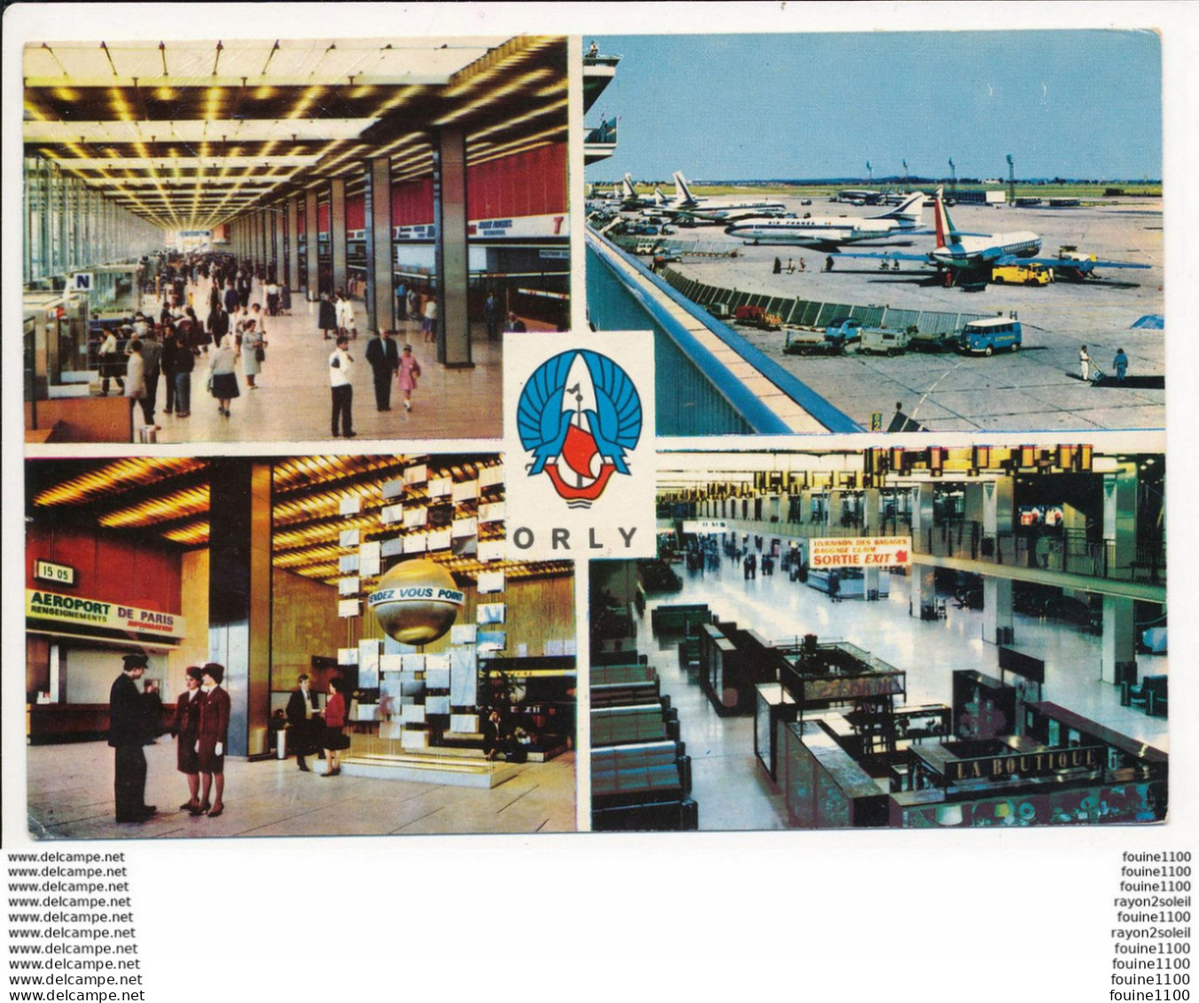 Carte ( Format 15 X 10,5 Cm ) AEROPORT DE PARIS ORLY Multivues ( Attention  Mauvais état ) - Paris Airports