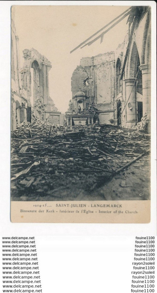 Carte De Saint Julien Langemarck Intérieur De L'église ( Ruines De La Grande Guerre ) - Langemark-Poelkapelle