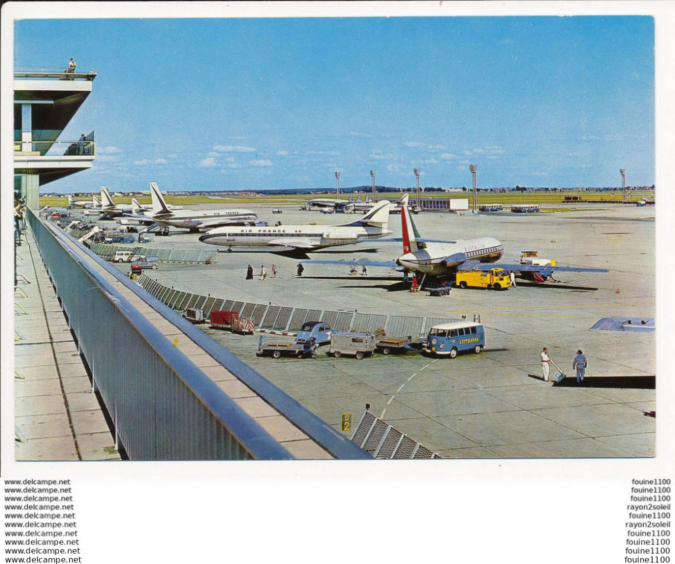 Carte ( Format 15 X 10,5 Cm ) AEROPORT DE PARIS ORLY Air De Stationnement Avion 2cv Citroëne Combi Volkswagen Lufthansa - Aéroports De Paris