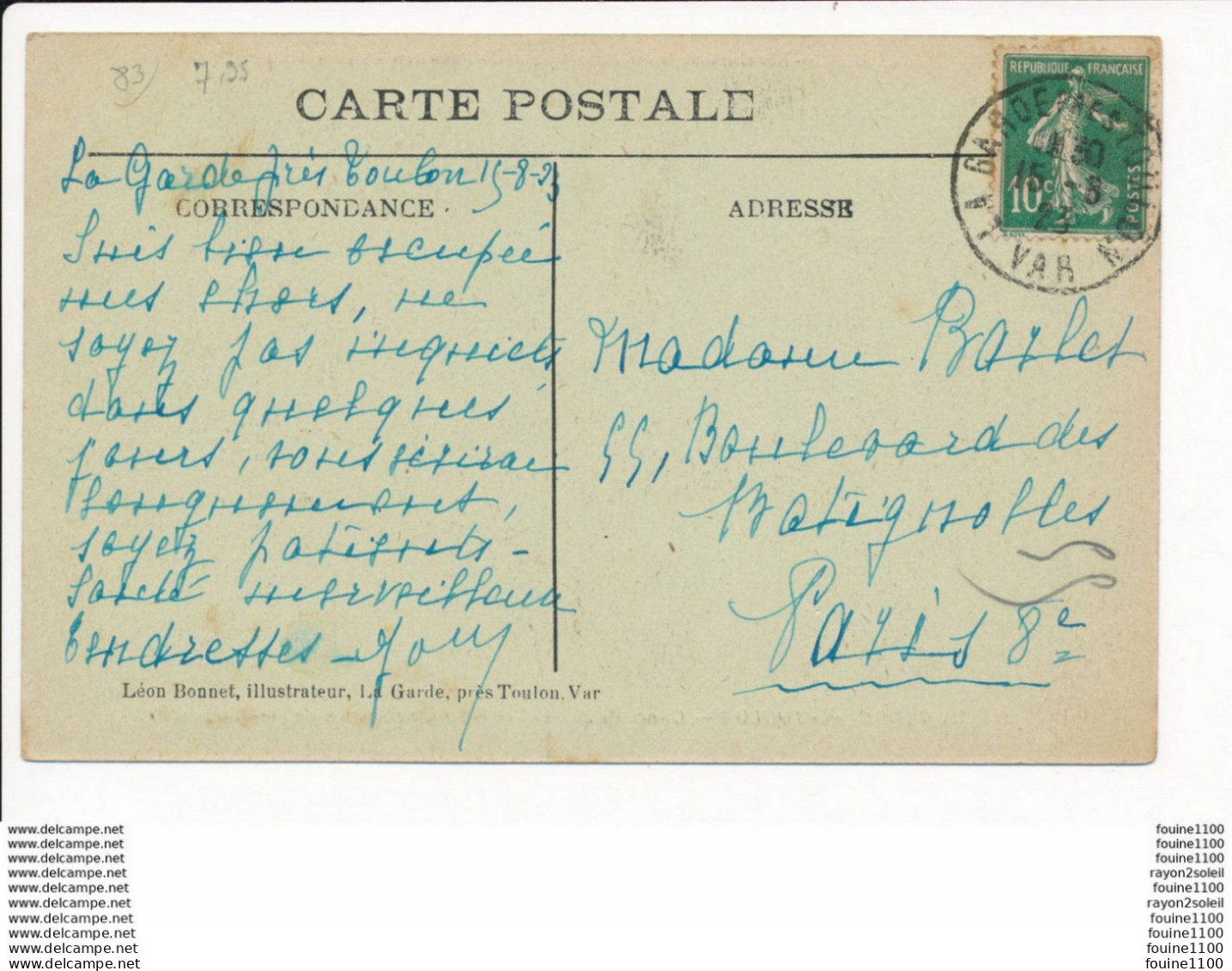 Carte De LA GARDE PRES TOULON  L' Anse De Magaud Et La Pointe Rocheuse De Sainte Marguerite  ( Recto Verso ) - La Garde