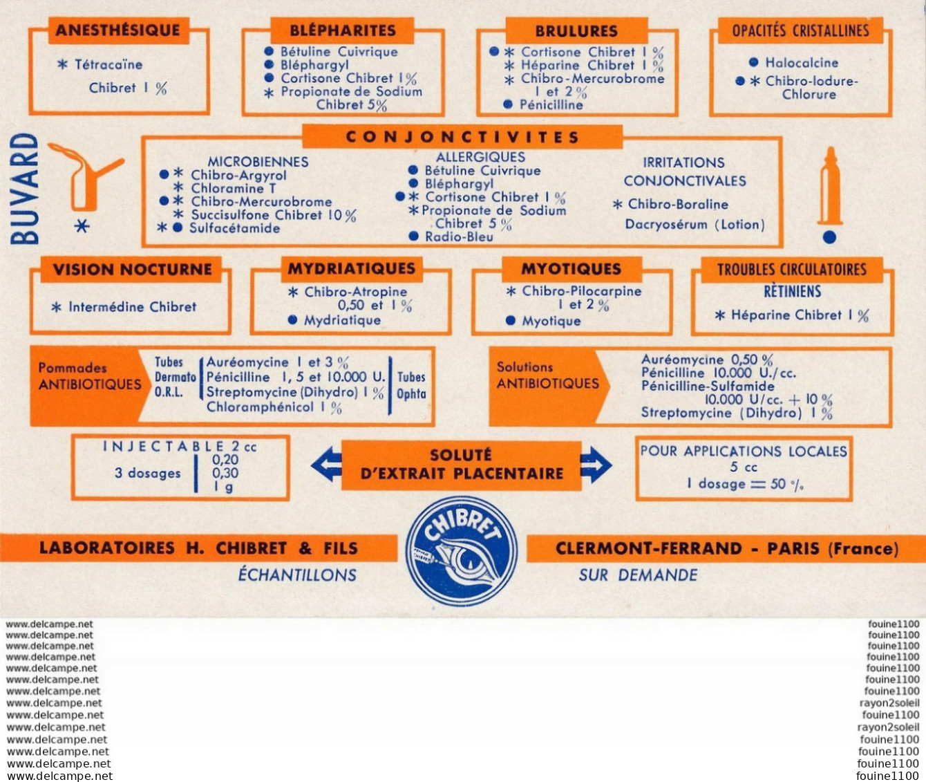 BUVARD Médicament  Laboratoires H. Chibret & Fils à Clermont Ferrand Paris - Produits Pharmaceutiques