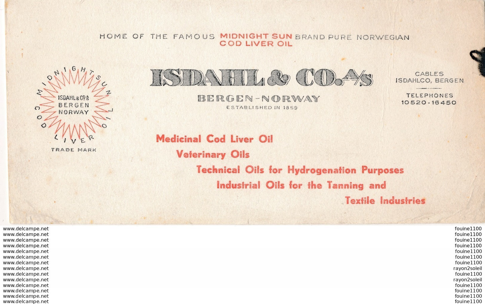 BUVARD  Isdahl & Co A S Bergen Norway - Textile & Vestimentaire