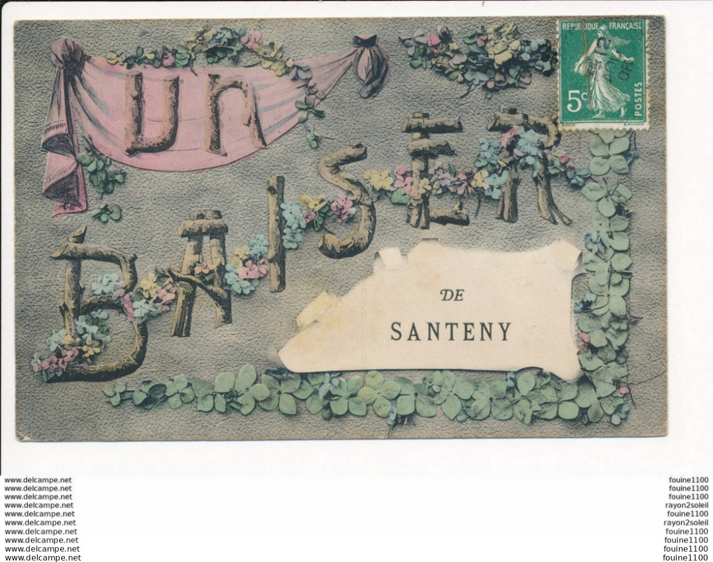 Carte Fantaisie Un Baiser De SANTENY  ( Recto Verso ) - Santeny