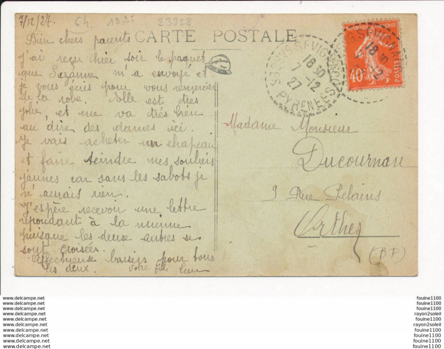 ♥ Carte De LEMBEYE  La Mairie ( Le Bureau De Poste ) Postes Et Télégraphes ( Banque ) Caisse D'épargne  ( Peu Courante ) - Lembeye