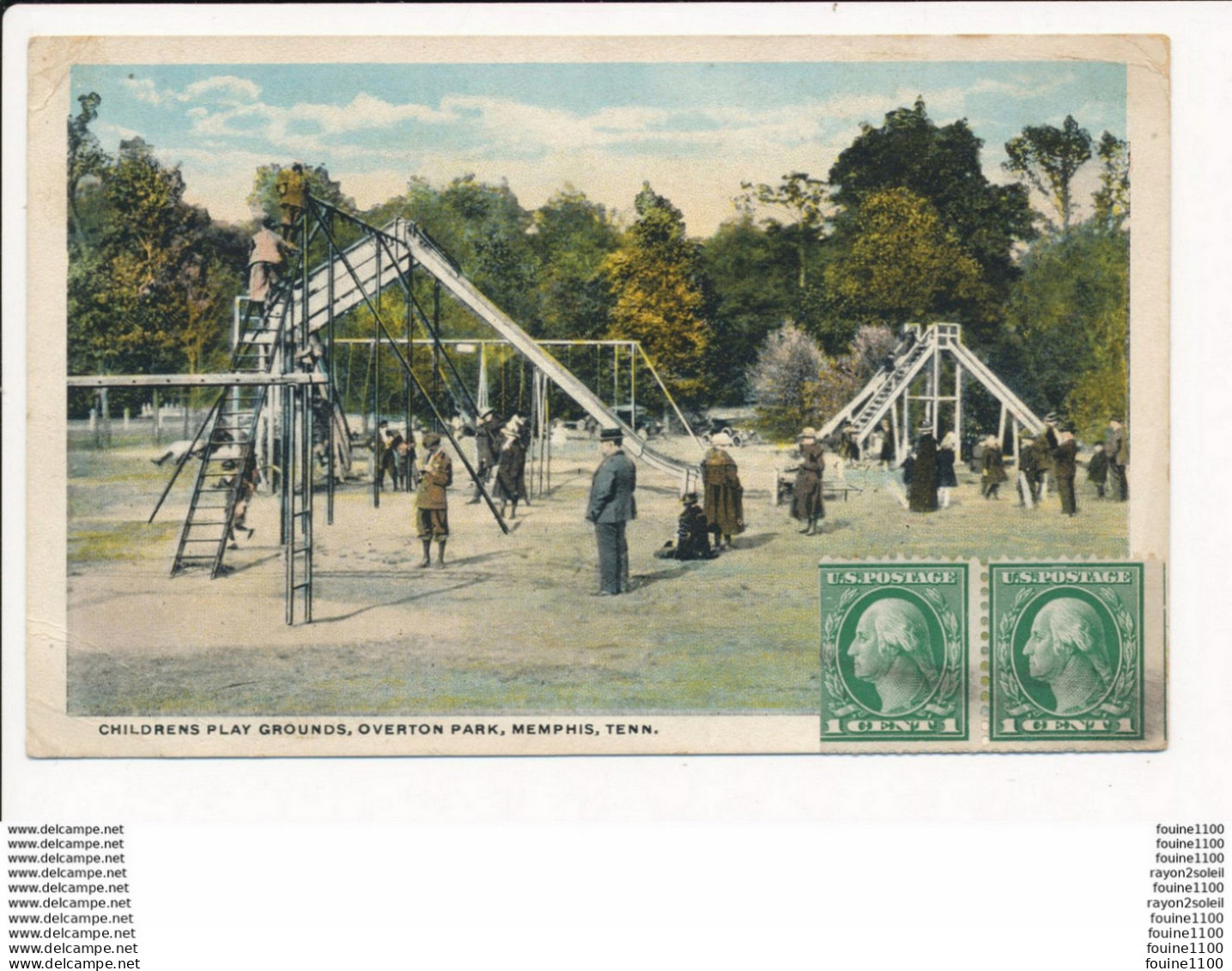 CHILDRENS PLAY GROUNDS , OVERTON PARK , MEMPHIS , TENN. ( Recto Verso ) Toboggan - Memphis