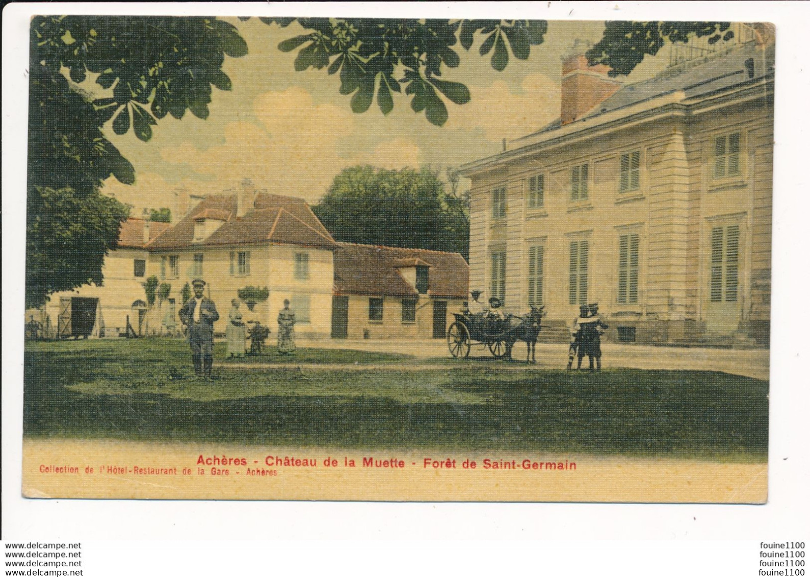 Carte Toilée Et Colorisée ACHERES Château De La Muette Forêt De Saint Germain - Acheres