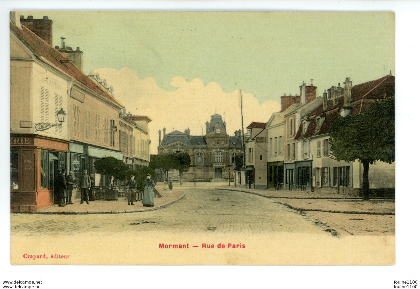 Carte Toilée Et Colorisée MORMANT Rue De Paris ( Peu Courante ) - Mormant