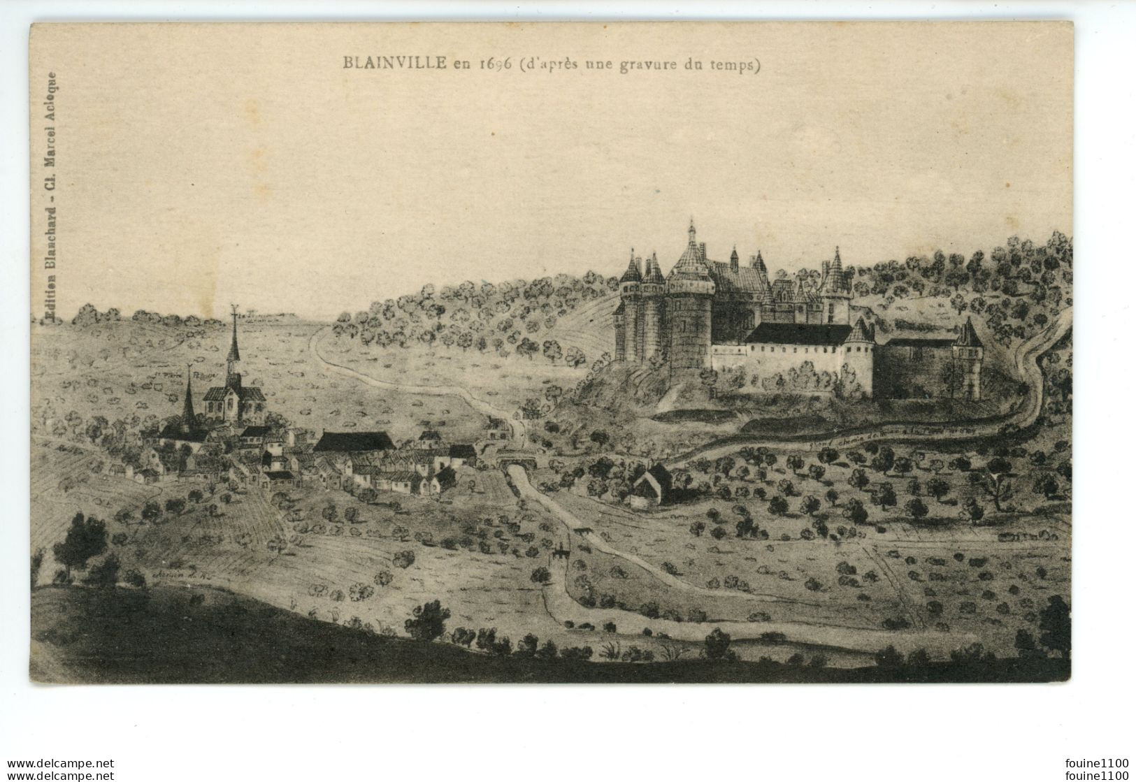 BLAINVILLE  En 1696 D'après Une Gravure Du Temps - Blainville Sur Mer