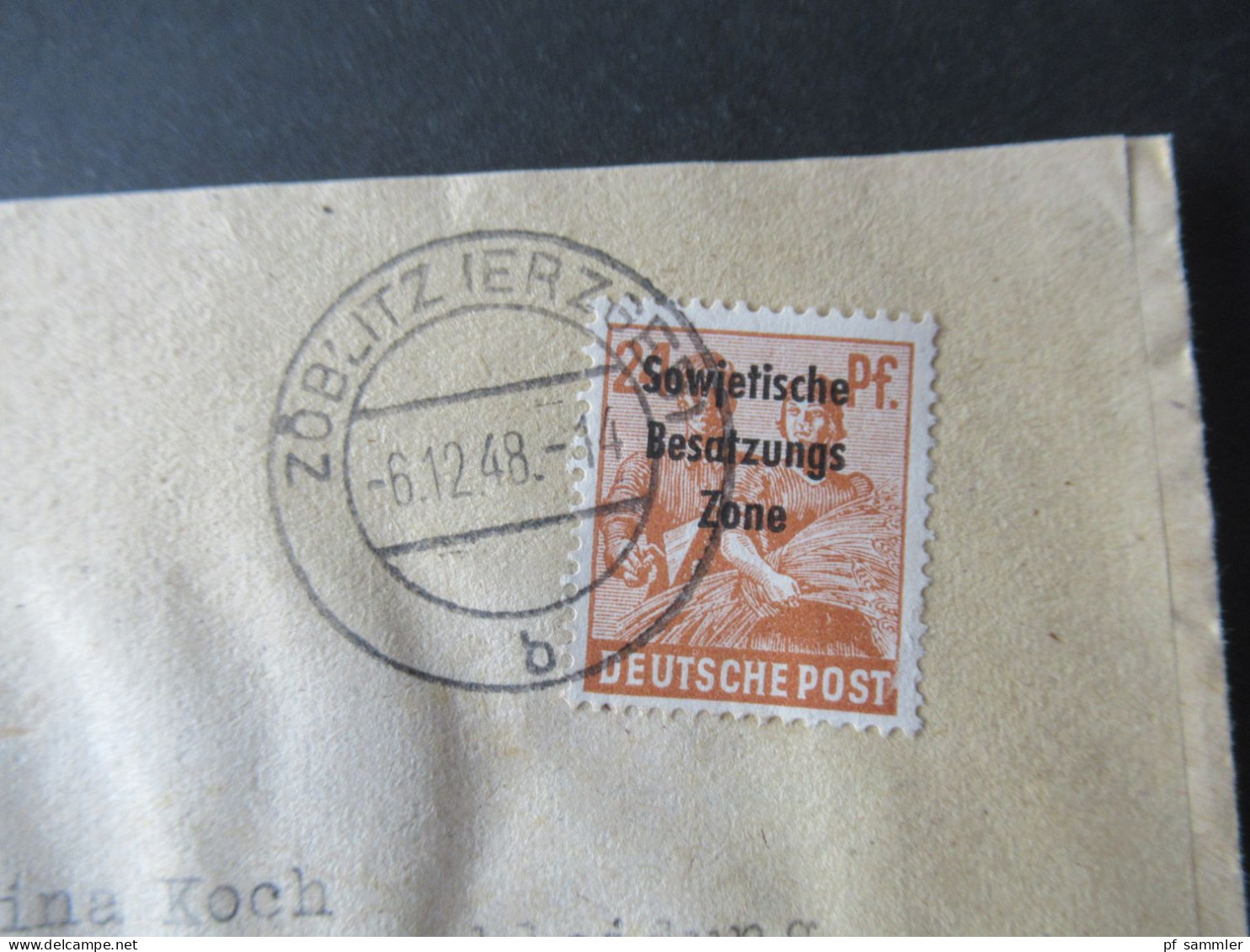 SBZ Nr.190 EF Tagesstempel Zöblitz (Erzgeb) / Doppelt Verwendeter Umschlag /rücks. Blauer Stempel K. Fueting... Zentrale - Lettres & Documents