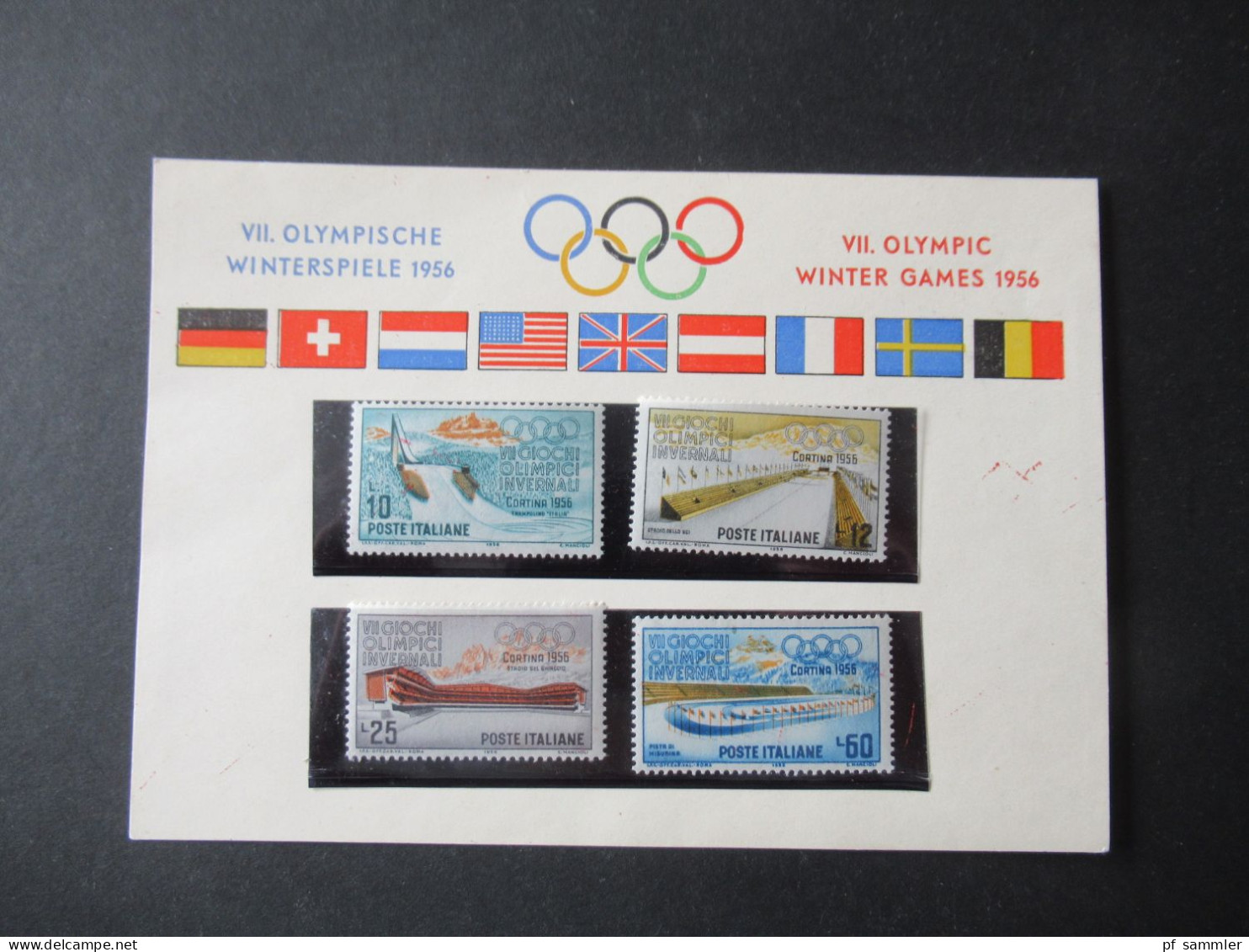 Italien 1956 Olympische Winterspiele Cortina D'Ampezzo Mi.Nr. 958-961 Satz ** Auf Sonder PK - 1946-60: Ungebraucht