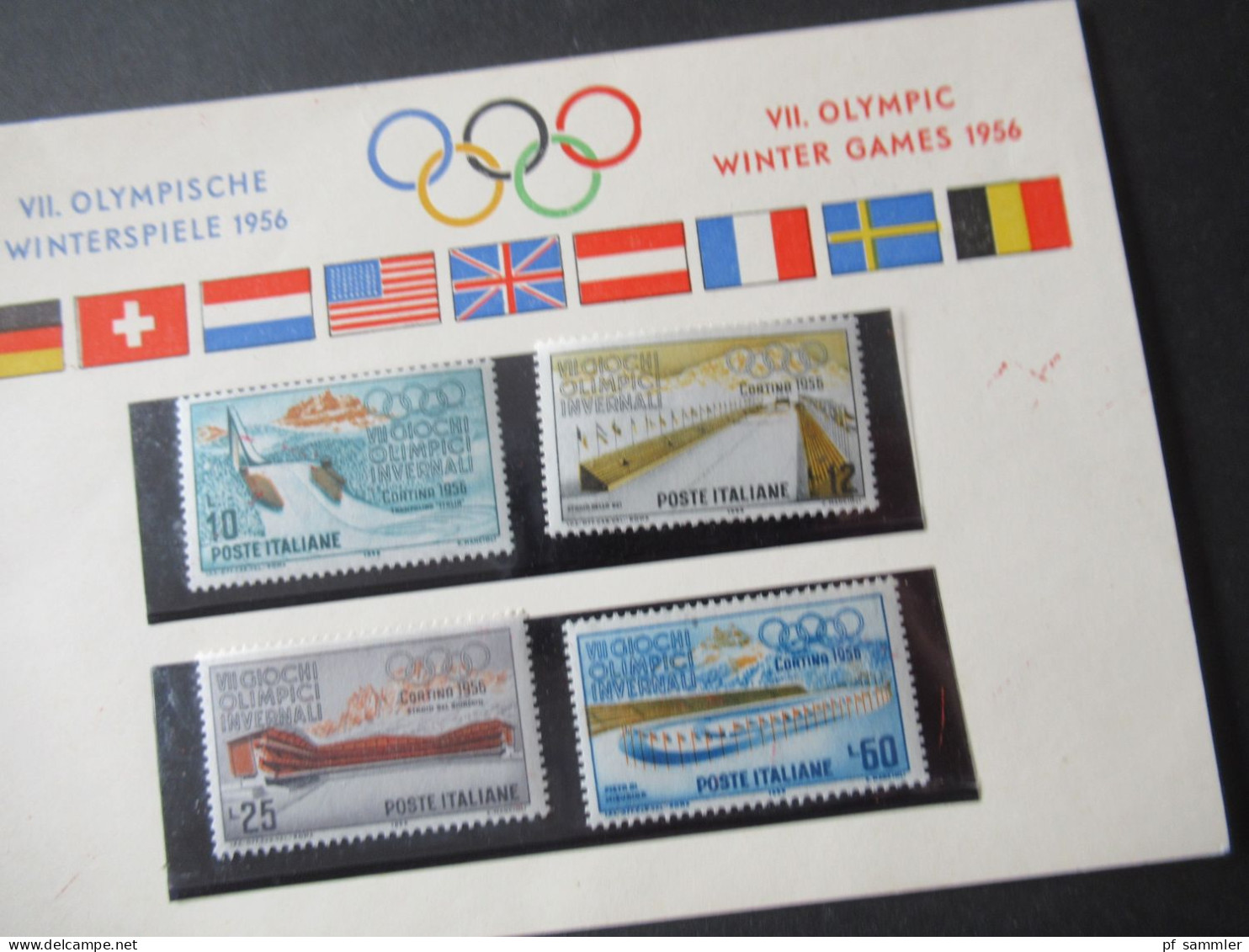 Italien 1956 Olympische Winterspiele Cortina D'Ampezzo Mi.Nr. 958-961 Satz ** Auf Sonder PK - 1946-60: Neufs