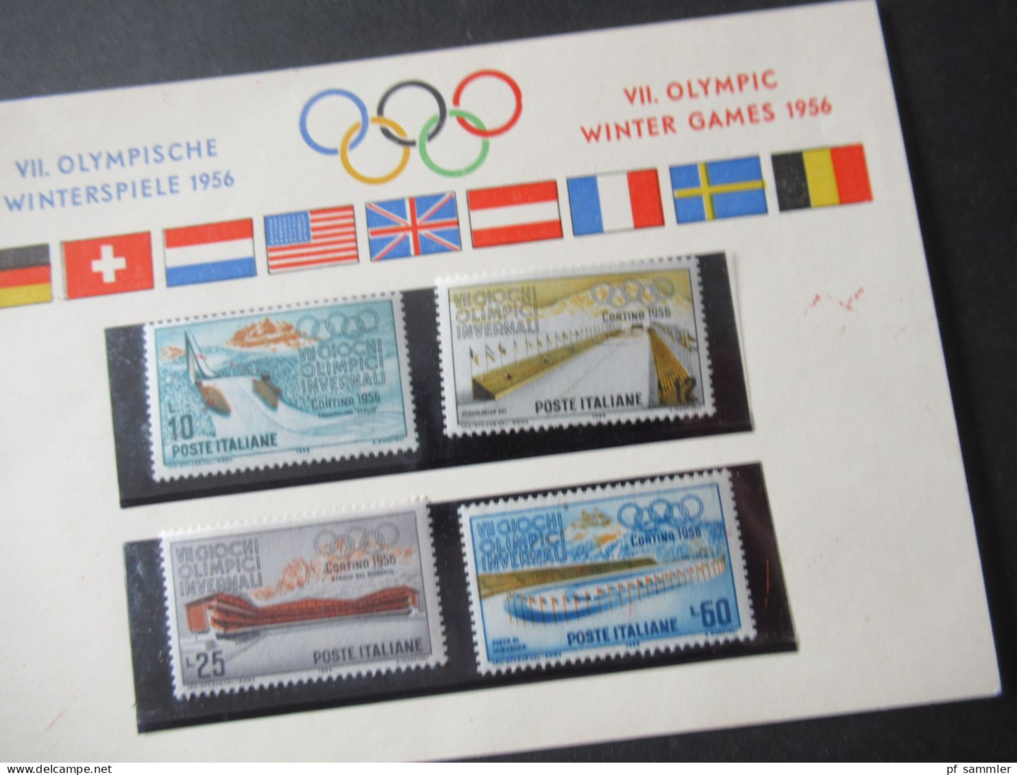 Italien 1956 Olympische Winterspiele Cortina D'Ampezzo Mi.Nr. 958-961 Satz ** Auf Sonder PK - 1946-60: Nuevos
