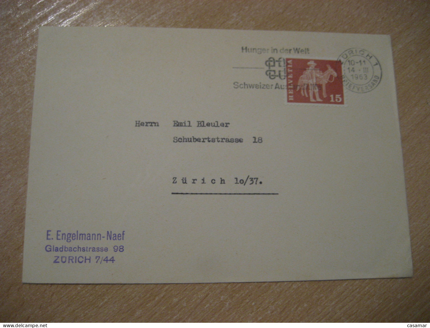 ZURICH 1963 Donkey Donkeys Ane Equus Cancel Cover SWITZERLAND - Ezels