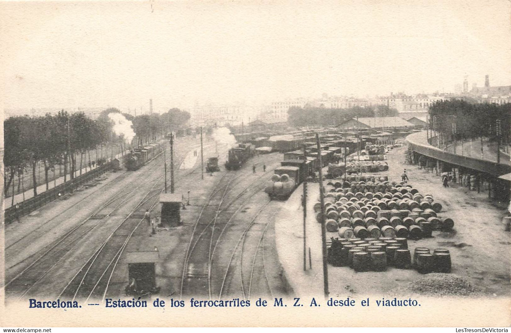 ESPAGNE - Barcelona - Estacion De Los Ferrocarriles De M.Z.A. Desde El Viaducto - Voies Ferrées - Carte Postale Ancienne - Barcelona