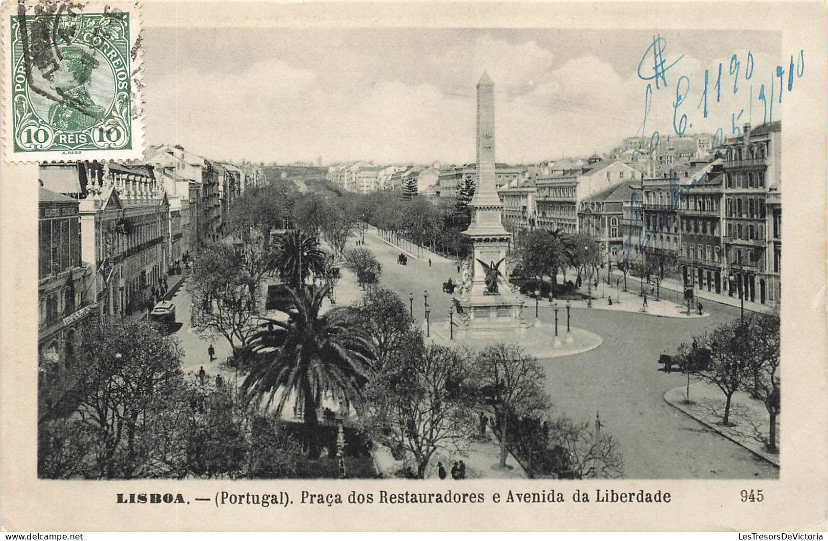 PORTUGAL - Lisboa - Place Restauradores Et Avenue De La Liberté - Carte Postale Ancienne - Lisboa