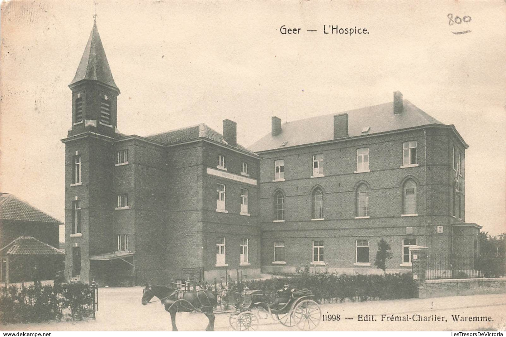 BELGIQUE - Geer - L'Hospice - Cheval Tirant Une Calèche - Edit Frémal Charlier - Façade - Carte Postale Ancienne - Geer