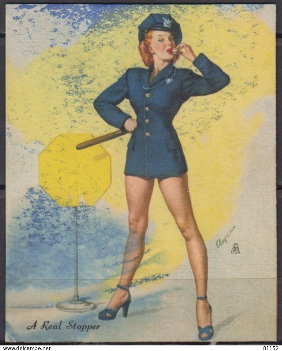 Mini BUVARD Américain     " A Real Stopper "  Avec Femme  En Tenue Policière Légère    Dimension 78 X 98 Mm   Peu Commun - Peintures