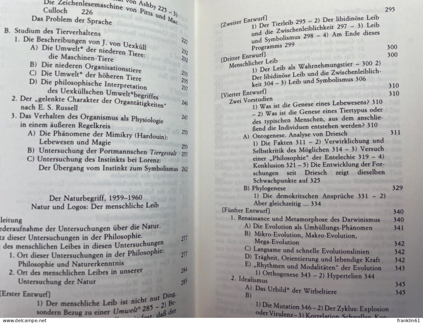 Die Natur : Aufzeichnungen von Vorlesungen am Collège de France 1956 - 1960.