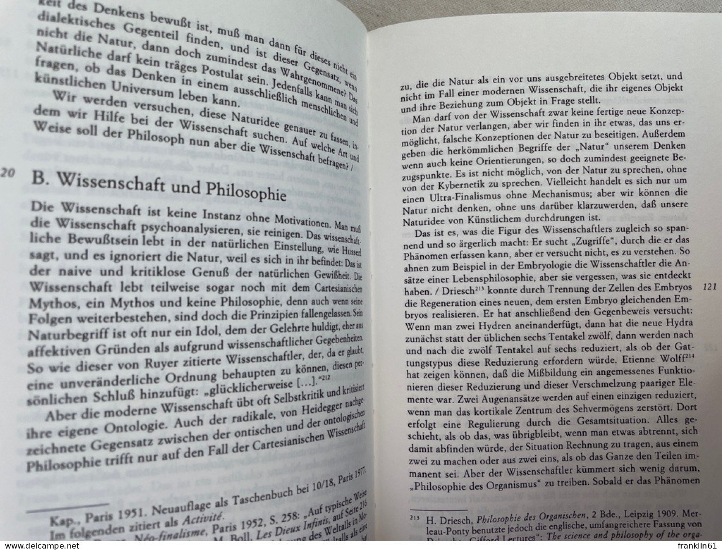 Die Natur : Aufzeichnungen von Vorlesungen am Collège de France 1956 - 1960.