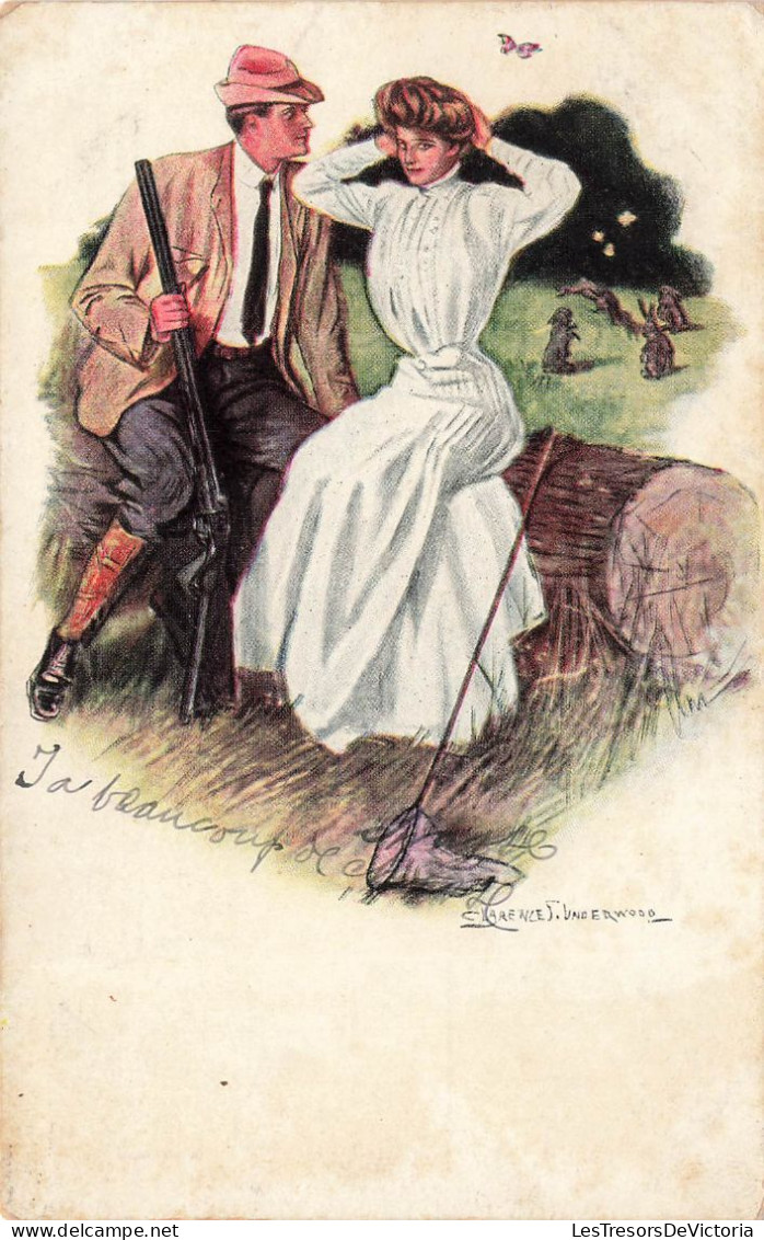 ILLUSTRATEUR - Clarence F. Underwood - Couple à La Chasse - Carte Postale Ancienne - Autres & Non Classés