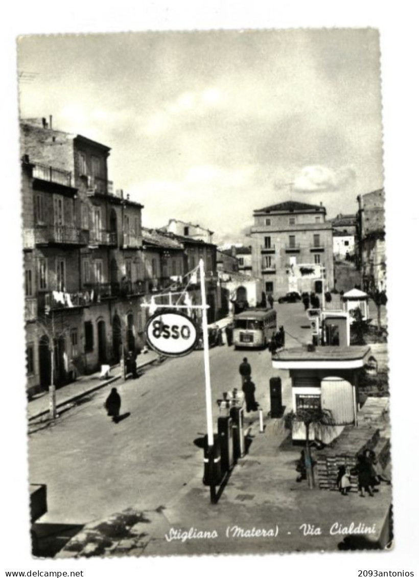 X1095) STIGLIANO MATERA  CARTOLINA   BUS STAZIONE DI SERVIZIO VEDI RETRO - Matera