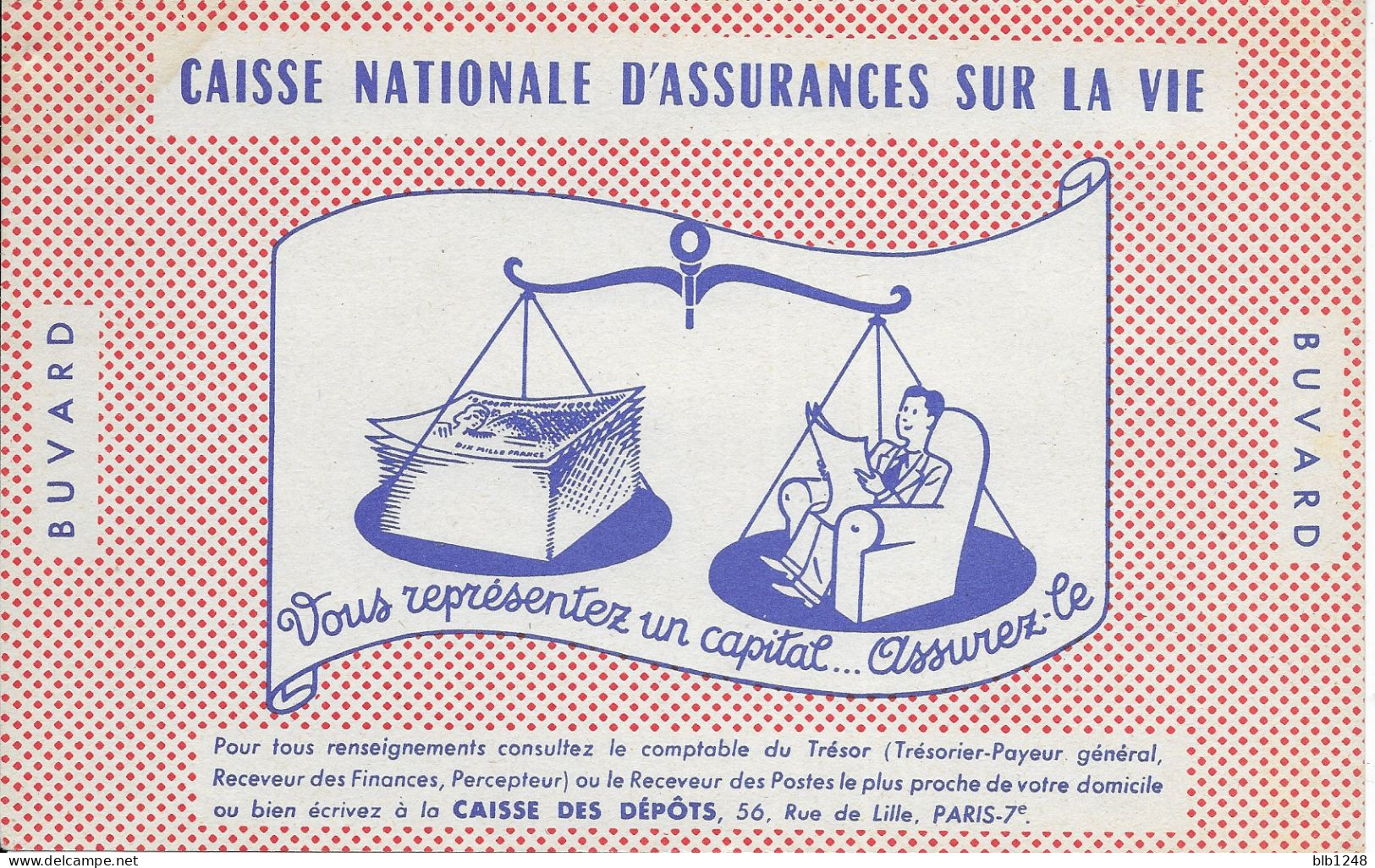 Buvard Caisse Nationale D' Assurance Vie - J