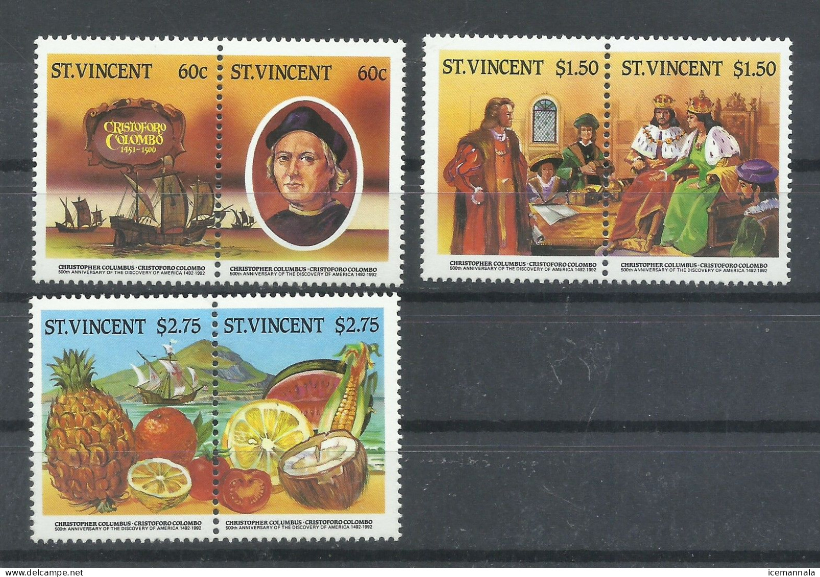 ST VINCENT,  SERIE TEMA COLON    MNH  ** - Cristóbal Colón