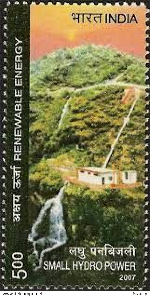 INDIA 2007 RENEWABLE ENERGY SOLAR ENERGY WIND ENERGY SMALL HYDRO POWER BIOMASS ENERGY 1v Stamp MNH As Per Scan - Elektriciteit