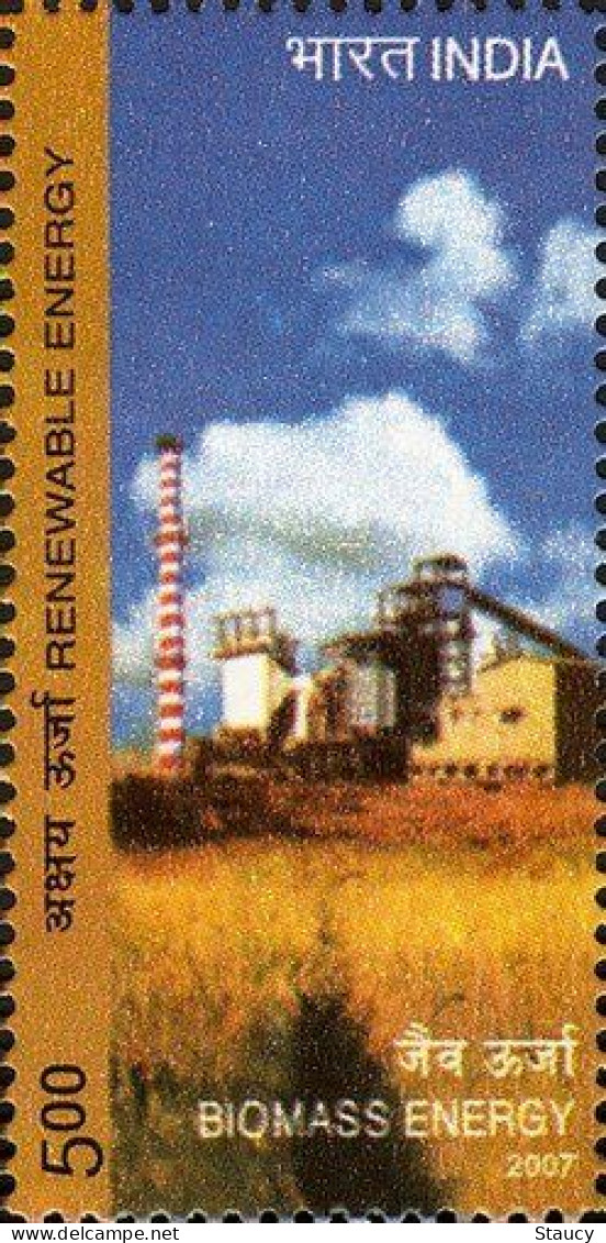 INDIA 2007 RENEWABLE ENERGY SOLAR ENERGY WIND ENERGY SMALL HYDRO POWER BIOMASS ENERGY 1v Stamp MNH As Per Scan - Elektriciteit