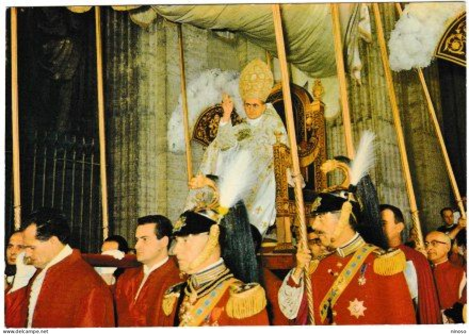 CITTA' DEL VATICANO -CARTOLINA VIAGGIATA NEL GIORNO 25/12/1968  -  CORTEO PAPALE ( PAOLO VI )  PERFETTA - Vatican
