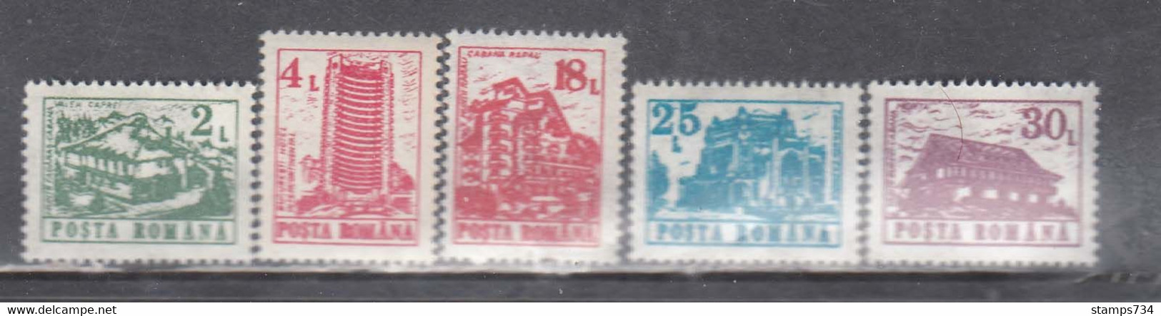 Romania 1991 - Regular Stamps: Hotels, Mi-Nr. 4702/06, MNH** - Ungebraucht