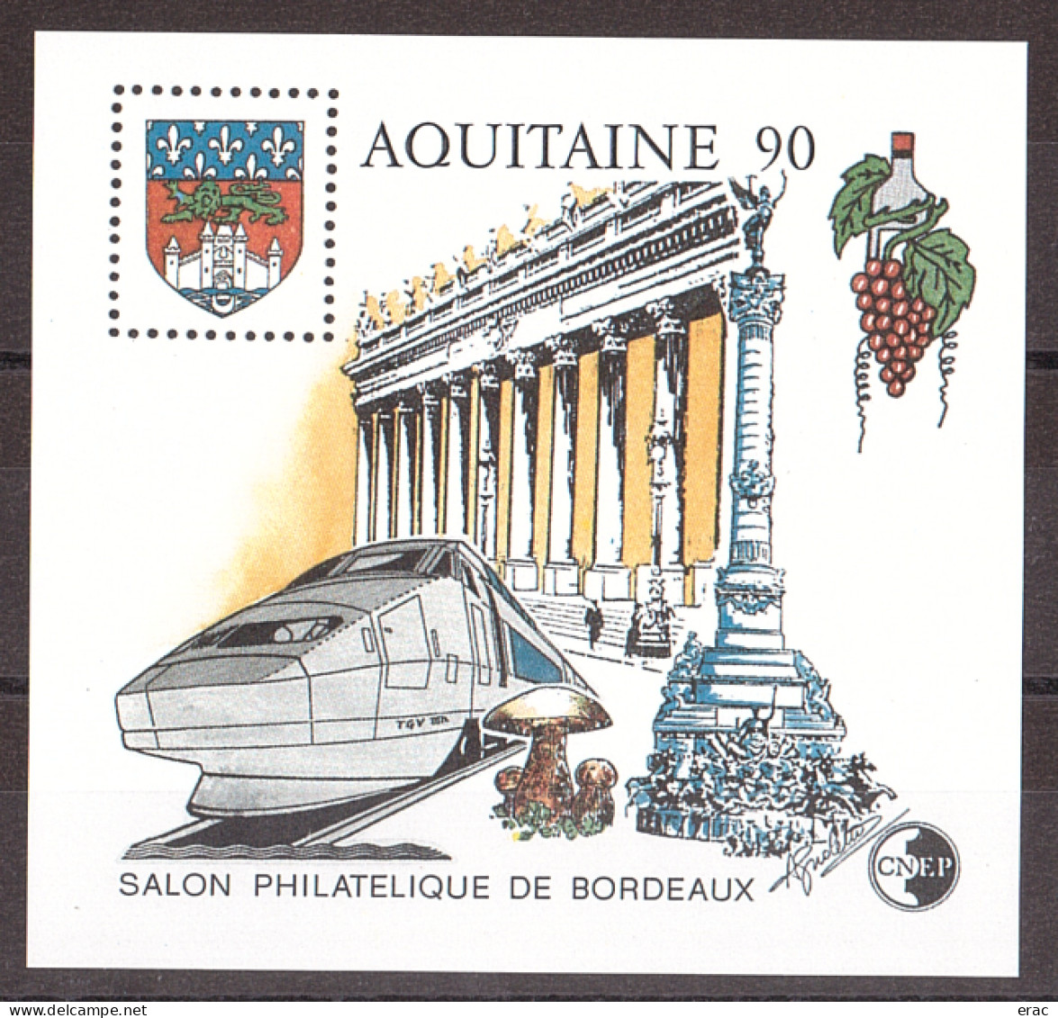 CNEP - 1990 - N° 12 - Neuf ** - AQUITAINE - TGV - Salon Philatélique De Bordeaux - CNEP