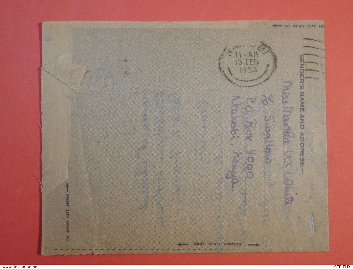 AT0 UGANDA   AIR  LETTER 1953 NAIROBI A PARIS FRANCE  +TEXTE  +  AFF. PLAISANT+++ - Oeganda (...-1962)