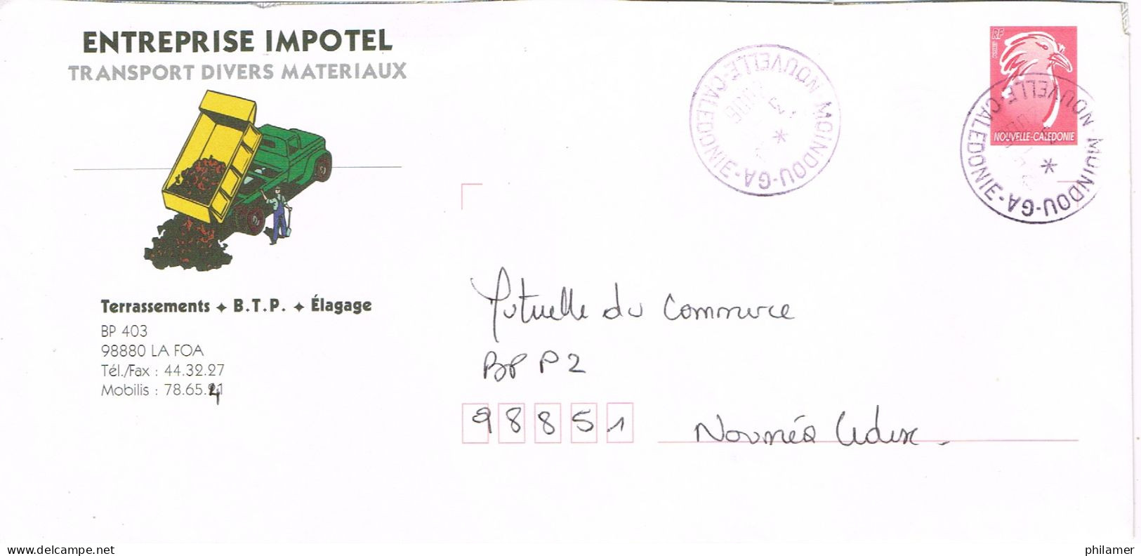 NOUVELLE CALEDONIE CALEDONIA ENTIER POSTAL STATIONERY PRET A POSTER PRIVE Impotel La Foa Camion 2006 Moindou Ga BE - Prêt-à-poster