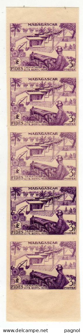 Madagascar : F.I.D.E.S. : N° 327 : 3f :  Non Dentelé : Bande Essai Couleur : Neuf - Sans Gomme - 1956 F.I.D.E.S.
