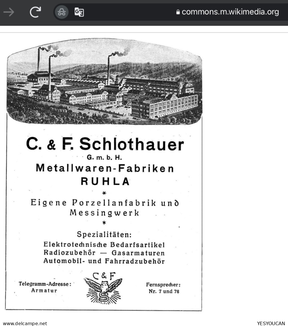 1915 PRIVATER FIRMEN PAKETZETTEL: RUHLA C.U.F.SCHLOTHAUER Germania Paketkarte (radio Automobile Bicycle Porcelain Metal - Storia Postale