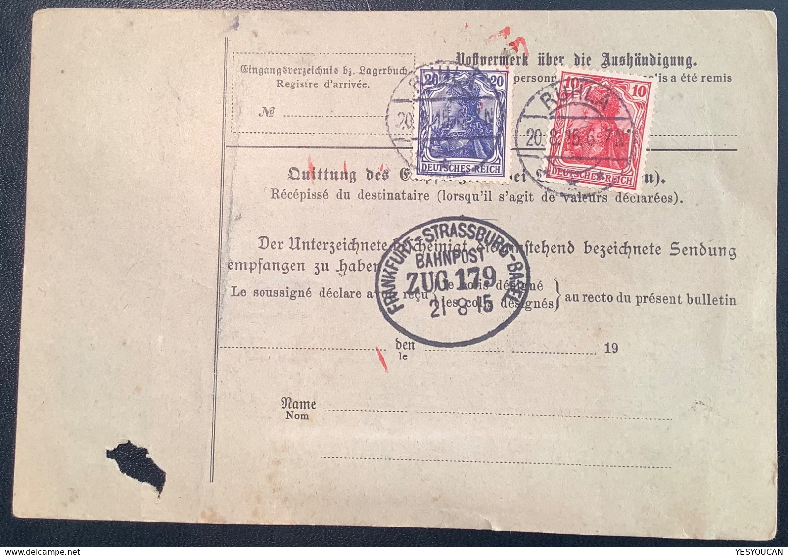 1915 PRIVATER FIRMEN PAKETZETTEL: RUHLA C.U.F.SCHLOTHAUER Germania Paketkarte (radio Automobile Bicycle Porcelain Metal - Briefe U. Dokumente