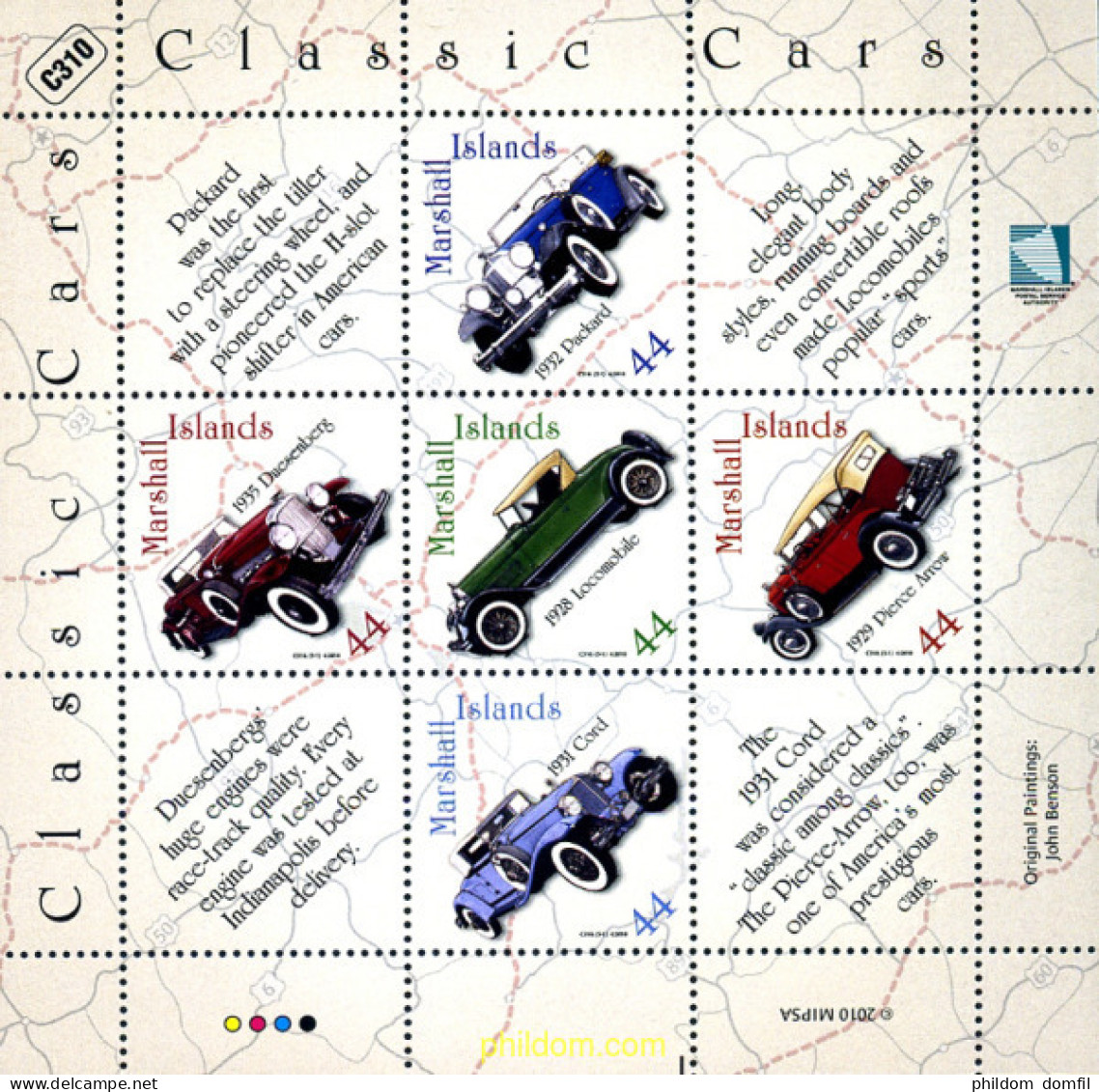 257092 MNH MARSHALL Islas 2010 AUTOMOVILES CLASICOS - Marshall