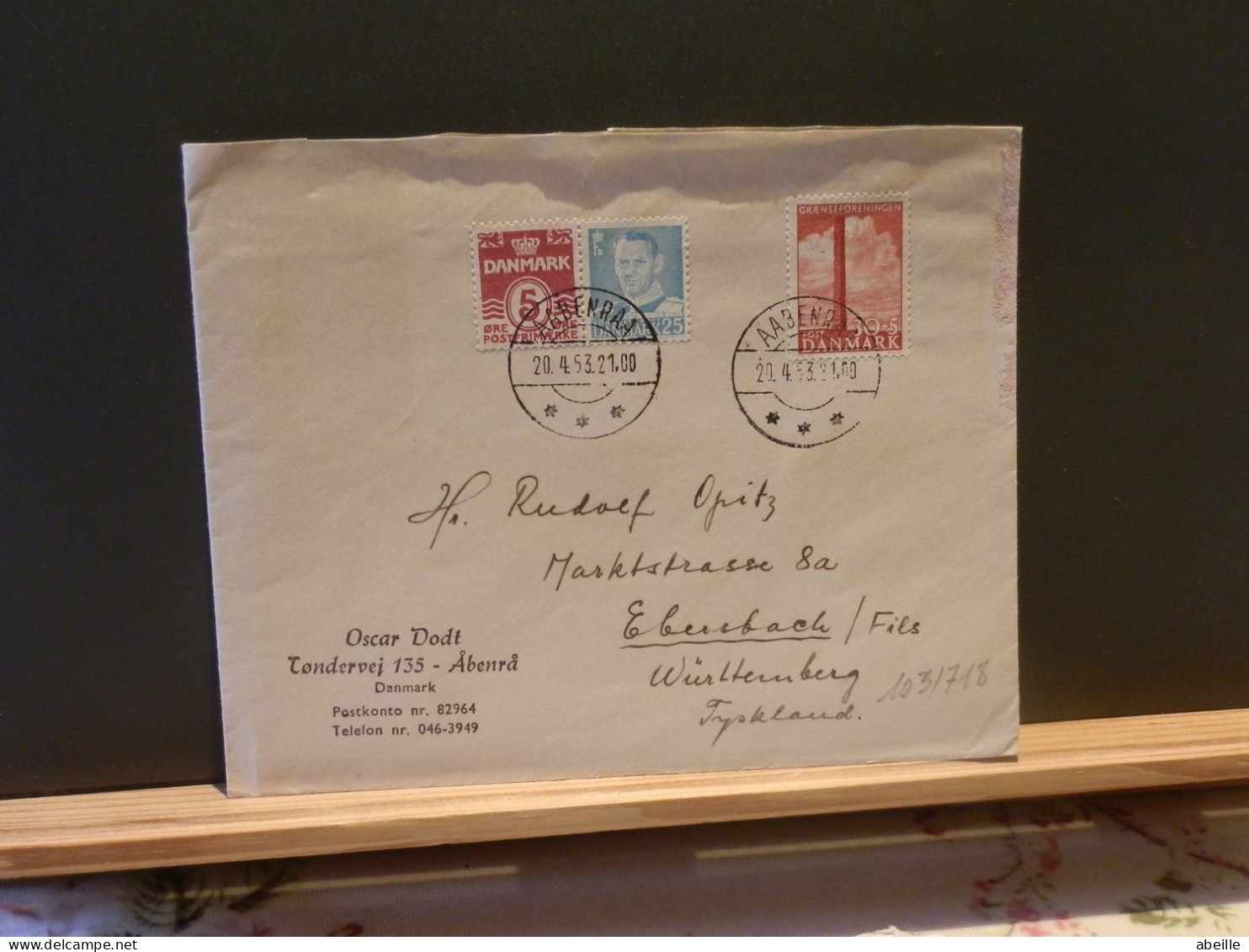 103/718  LETTRE DANMARK 1953 - Briefe U. Dokumente