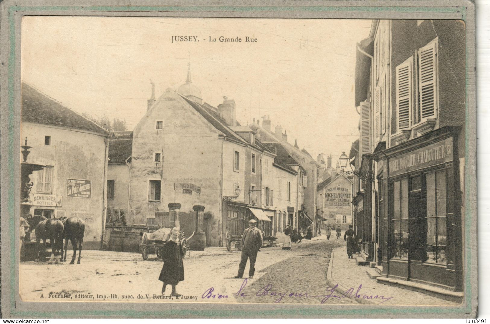 CPA - JUSSEY (70) - Aspect De La Gare Et De L'Hôtel Du Commerce Ensminger En 1907-Plaque émaillée: Le Petit Journal - Jussey