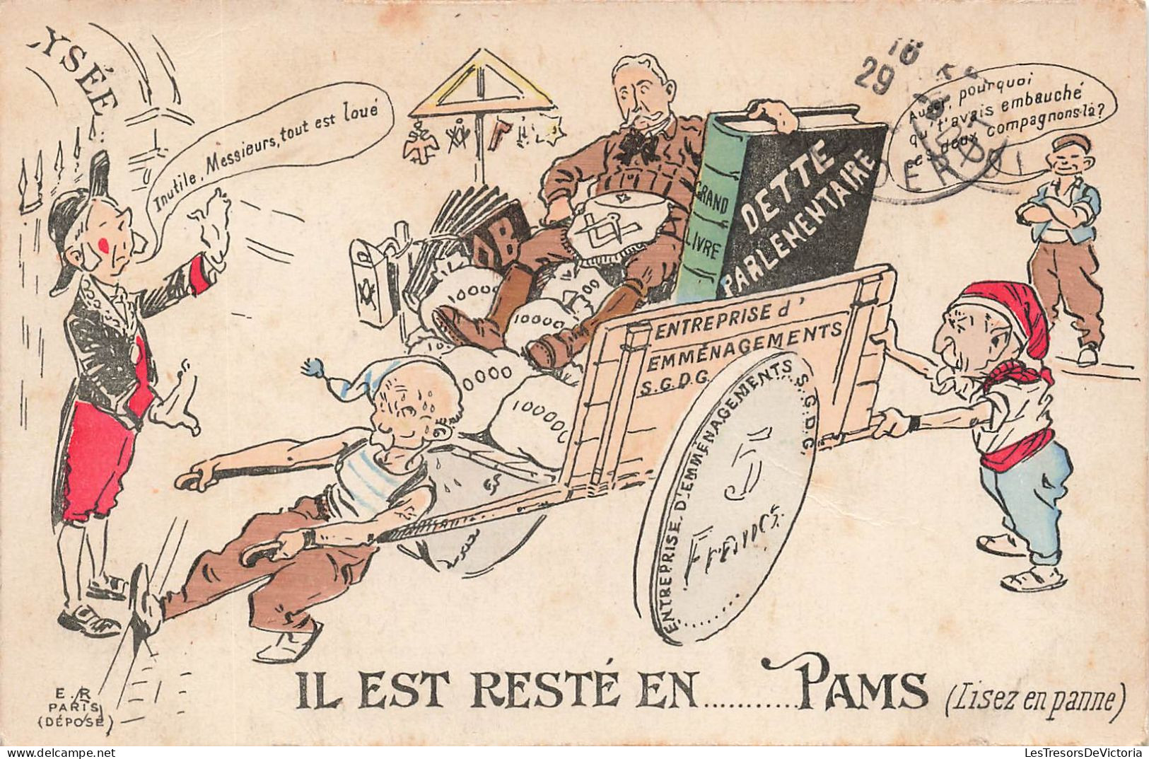 POLITIQUE - Parti Radical Socialiste - Raymond Poincaré - Franc Maçon - Il Est Resté En Pams - Carte Postale Ancienne - Satirical