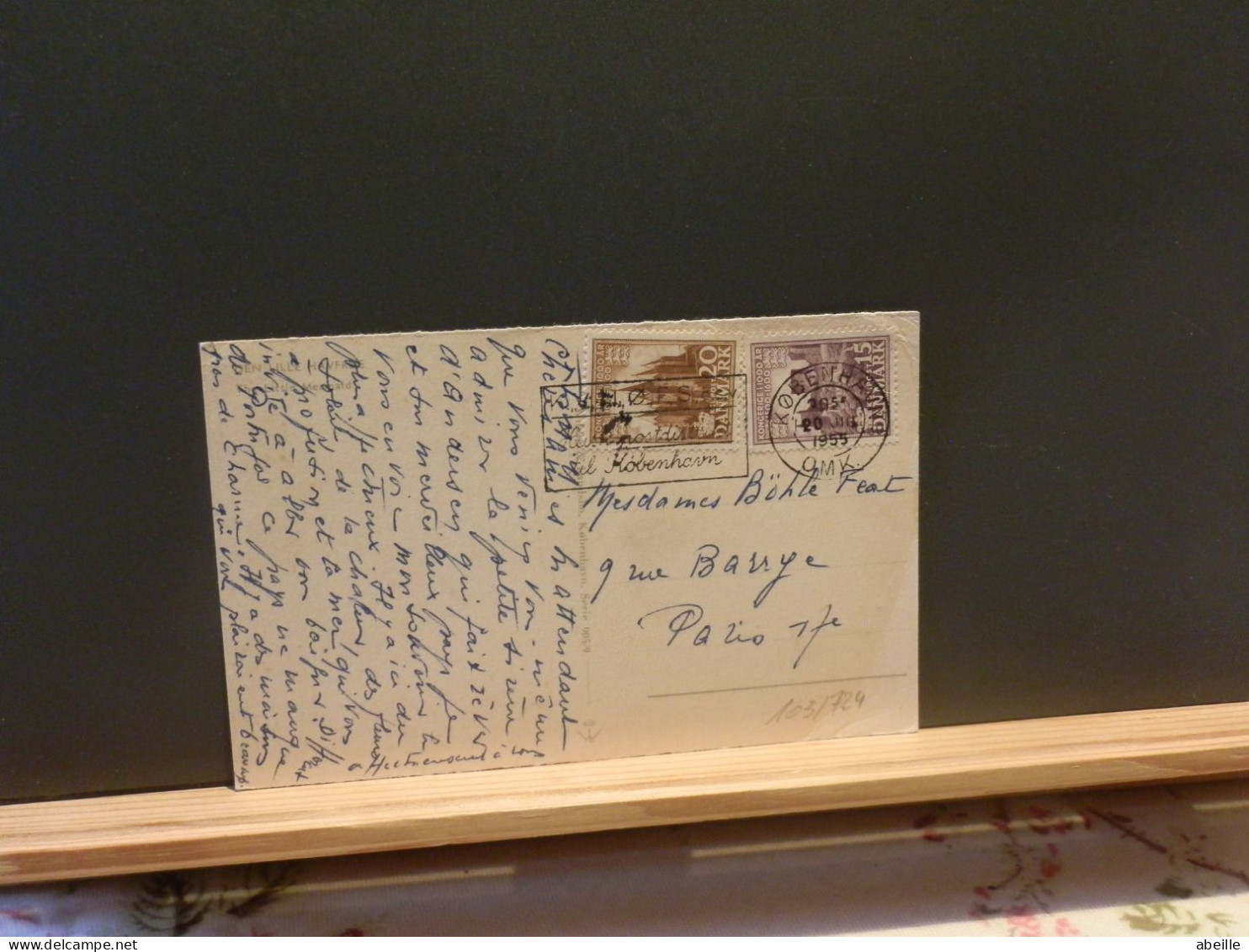 103/724 CP   DANMARK 1955 POUR PARIS - Briefe U. Dokumente
