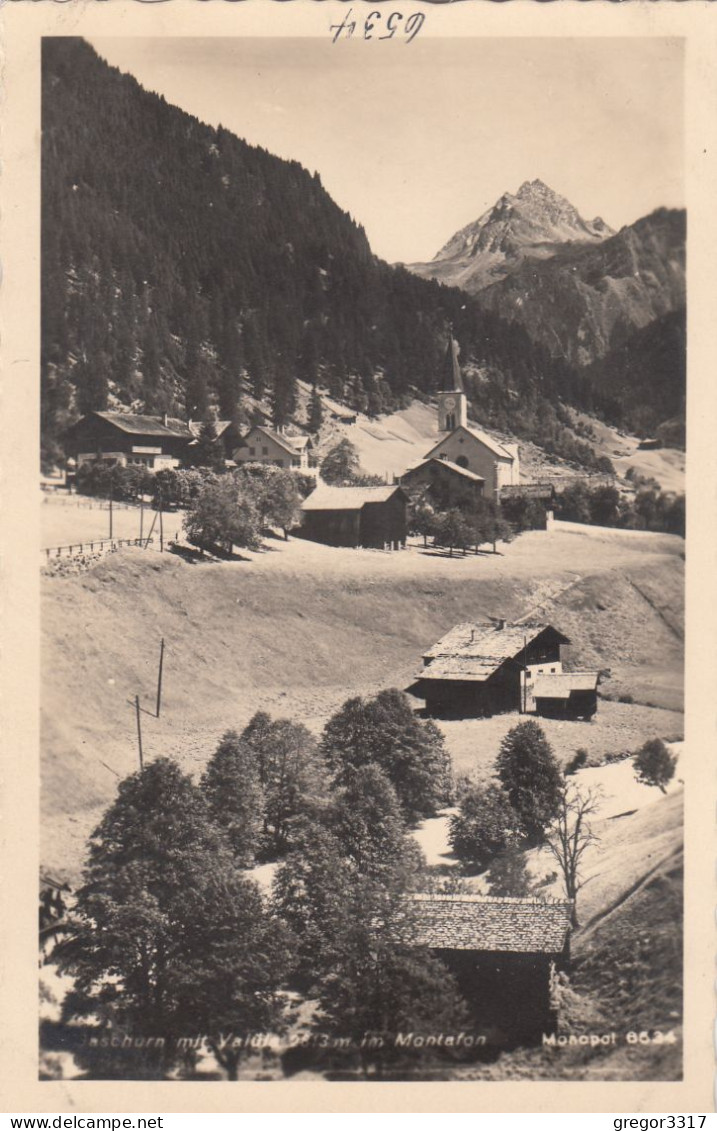 E144) GASCHURN Mit Vallüla - Montafon - Blick über Bauernhof Auf Kirche ALT !! - Gaschurn