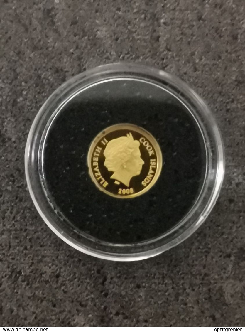5 DOLLARS OR 2008 BE ELIZABETH II ARISTOTE 10000 EX.  ILES COOK / GOLD / 0.5g Or 999 - Isole Cook
