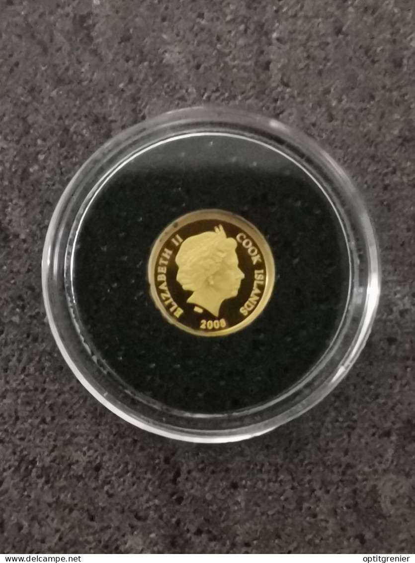 5 DOLLARS OR 2008 BE ELIZABETH II ARISTOTE 10000 EX.  ILES COOK / GOLD / 0.5g Or 999 - Cook Islands